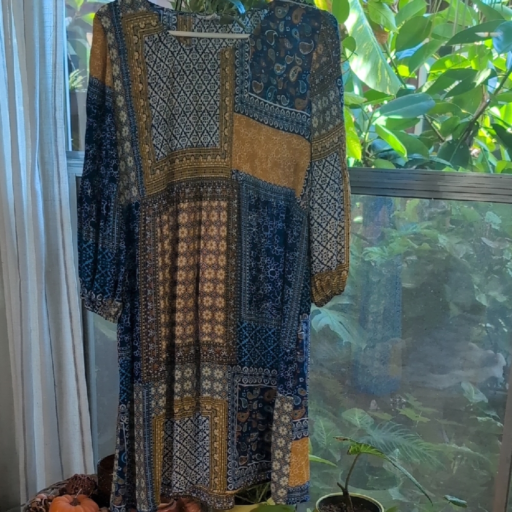 Chloe +Rene Patchwork Floral Dress. - Picture 1 of 7